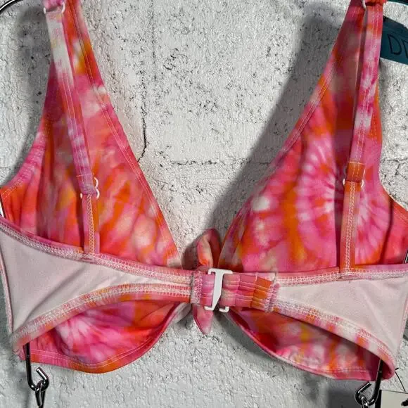 SUNDAZED Harper Tie-Dyed Bikini Top & Strappy Bottoms, CORAL 32DD/S - Picture 12 of 15
